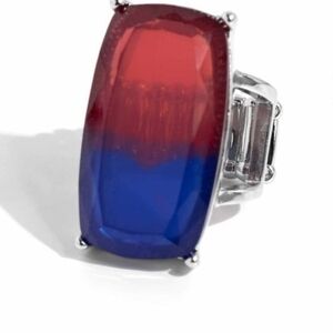 Dramatic Duo Multi ring Oversized Trendy Fashion Paparazzi Red and Blue Bold